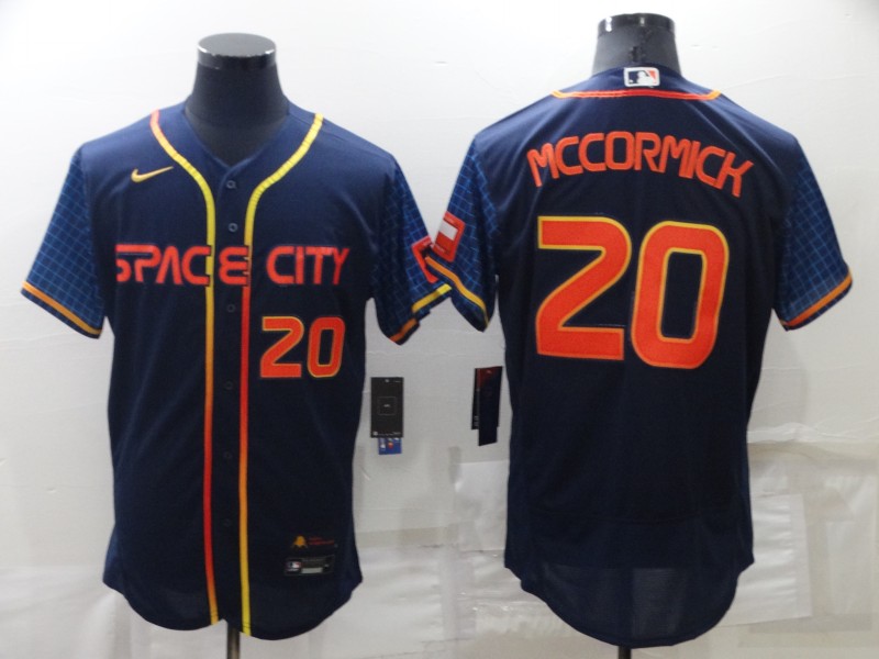 Men's Houston Astros #20 Chas McCormick 2022 Navy City Connect Flex Base Stitched Baseball Jersey Men's Houston Astros #20 Chas McCormick 2022 Navy City Connect Flex Base Stitched Baseball Jersey
